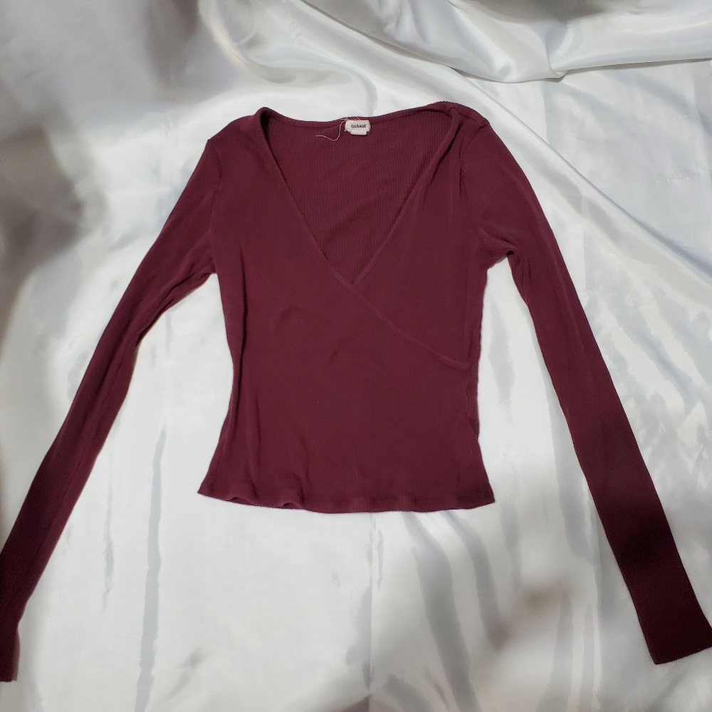 Burgandy wrap top